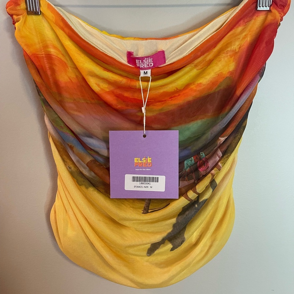 NWT Elsie & Fred rushed tube top novelty rawhide cowboy print size medium - Picture 3 of 10